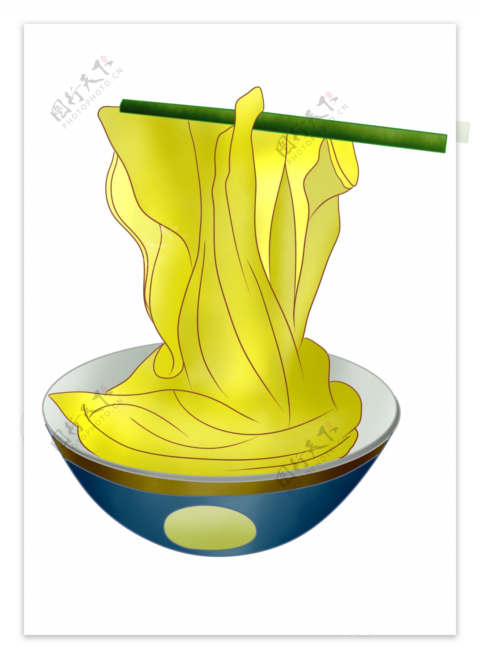 黄色的面条装饰插画