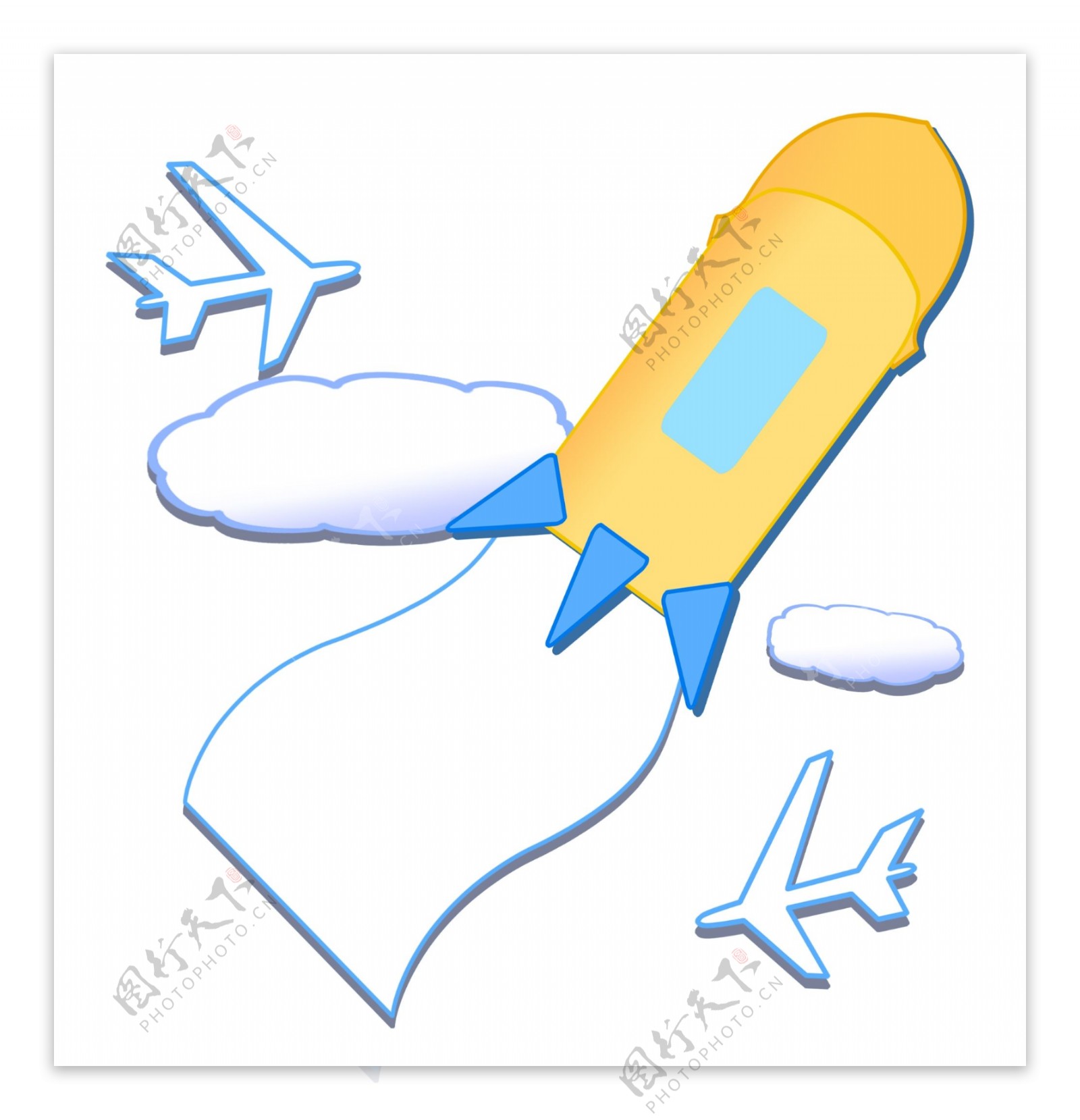 火箭飞机卡通插画