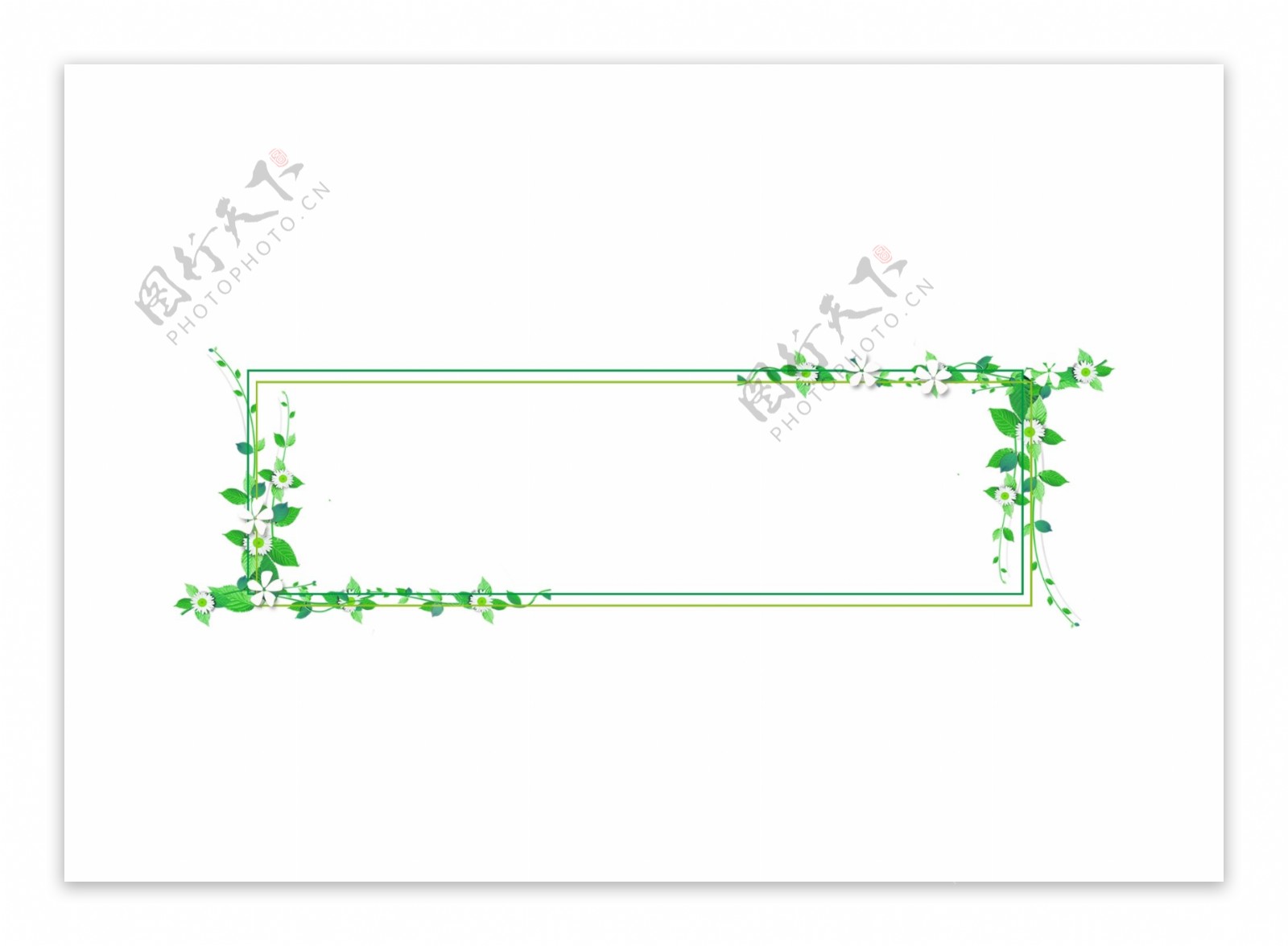 立夏植物绿色树叶线条边框元素