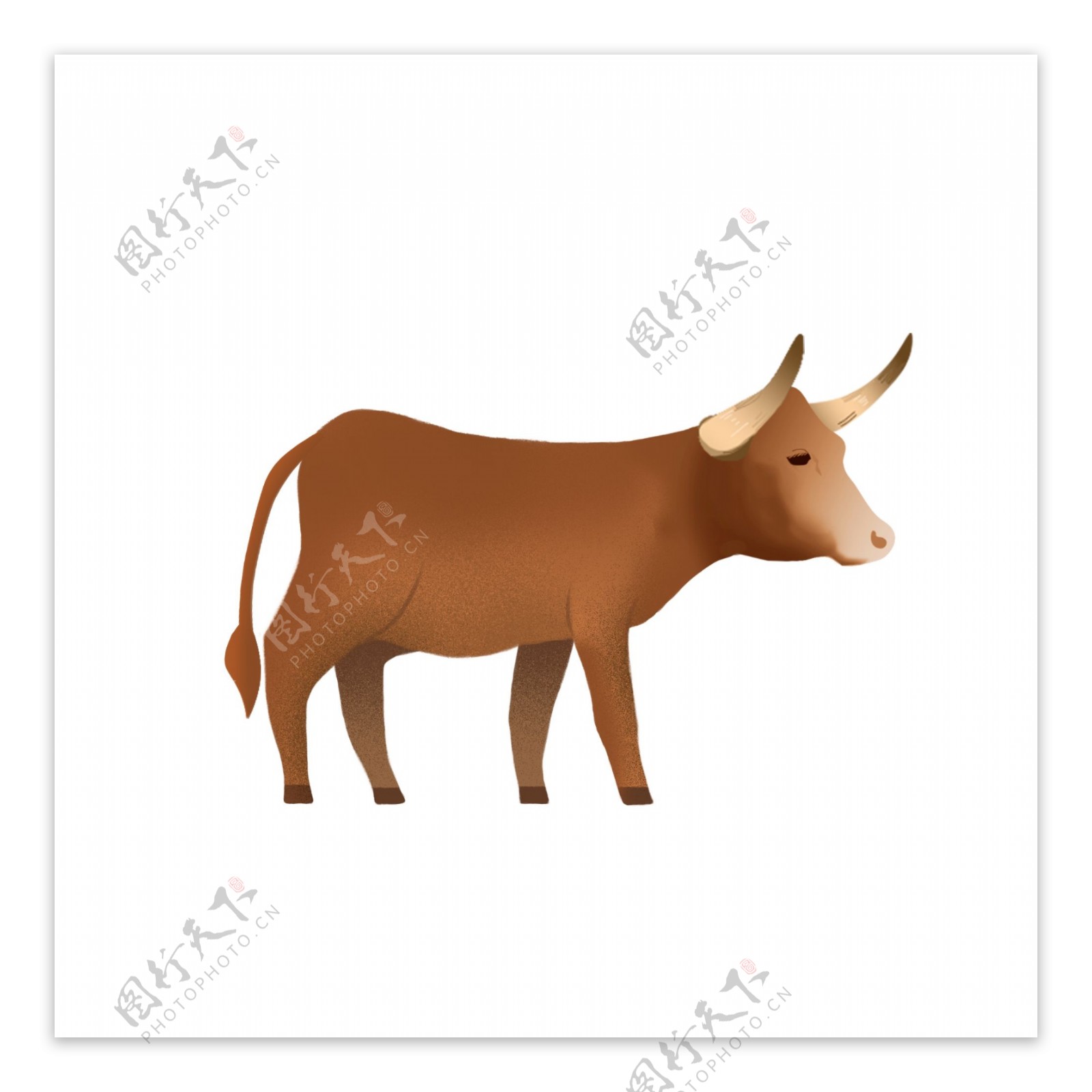 手绘一头牛插画动物设计