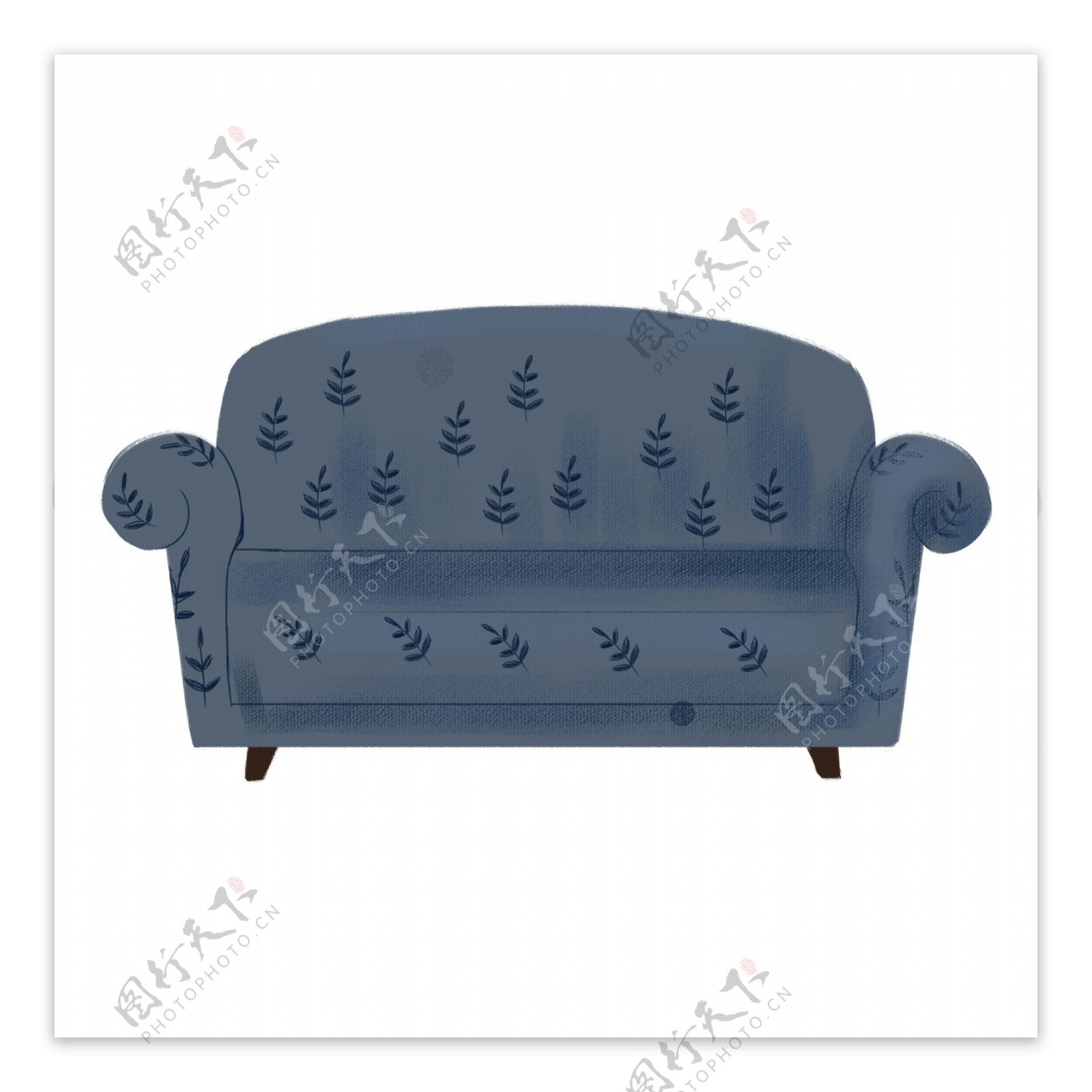 可爱风蓝色沙发免抠元素