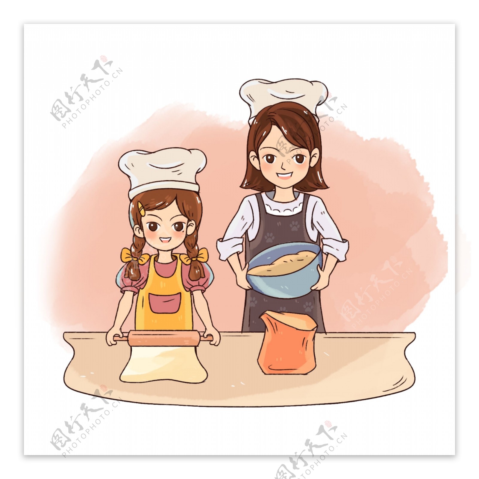 母亲节母亲带孩子做家务做烹饪
