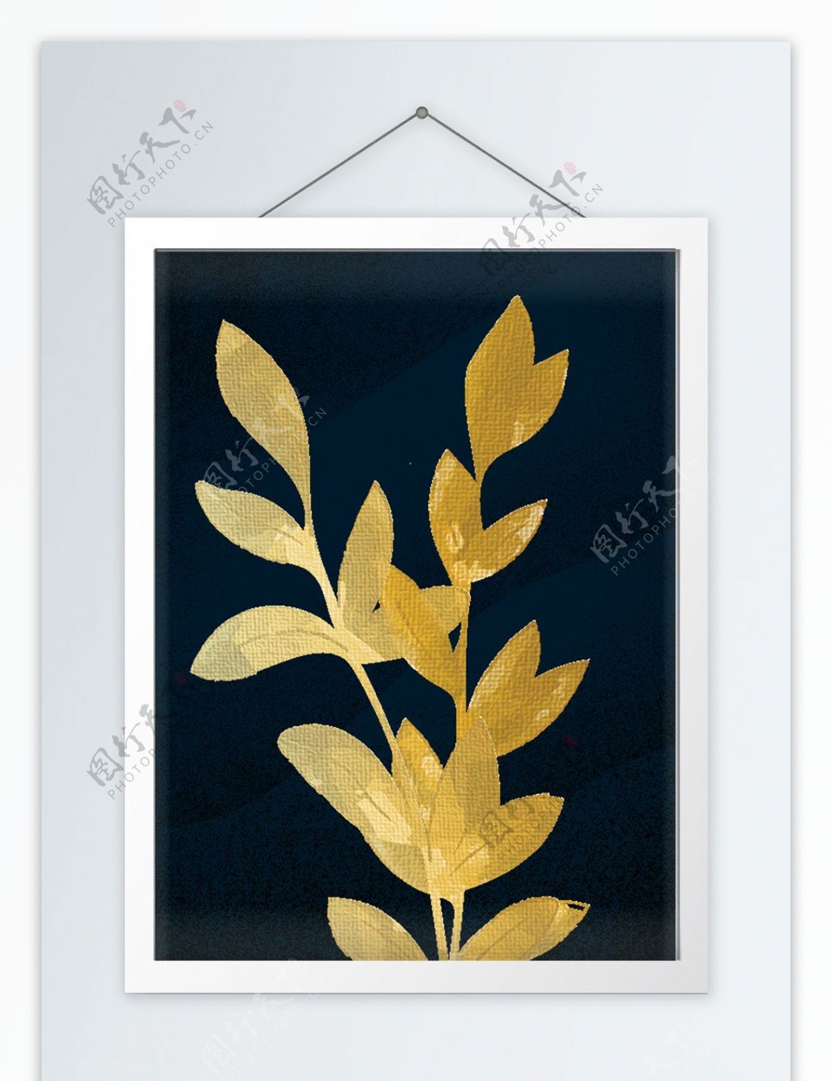 9042816轻奢金色植物竖版装饰画