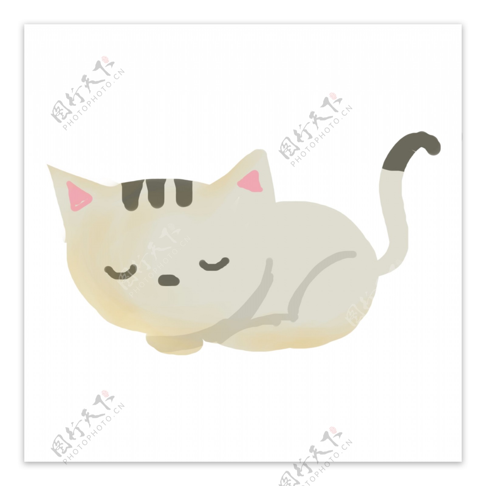 睡着的猫猫装饰图案元素
