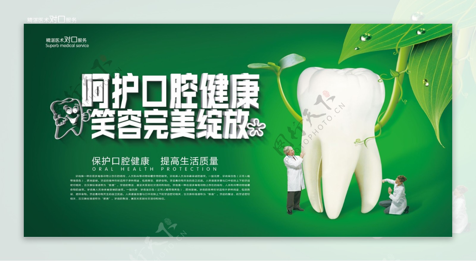 绿色风格牙科医院展板