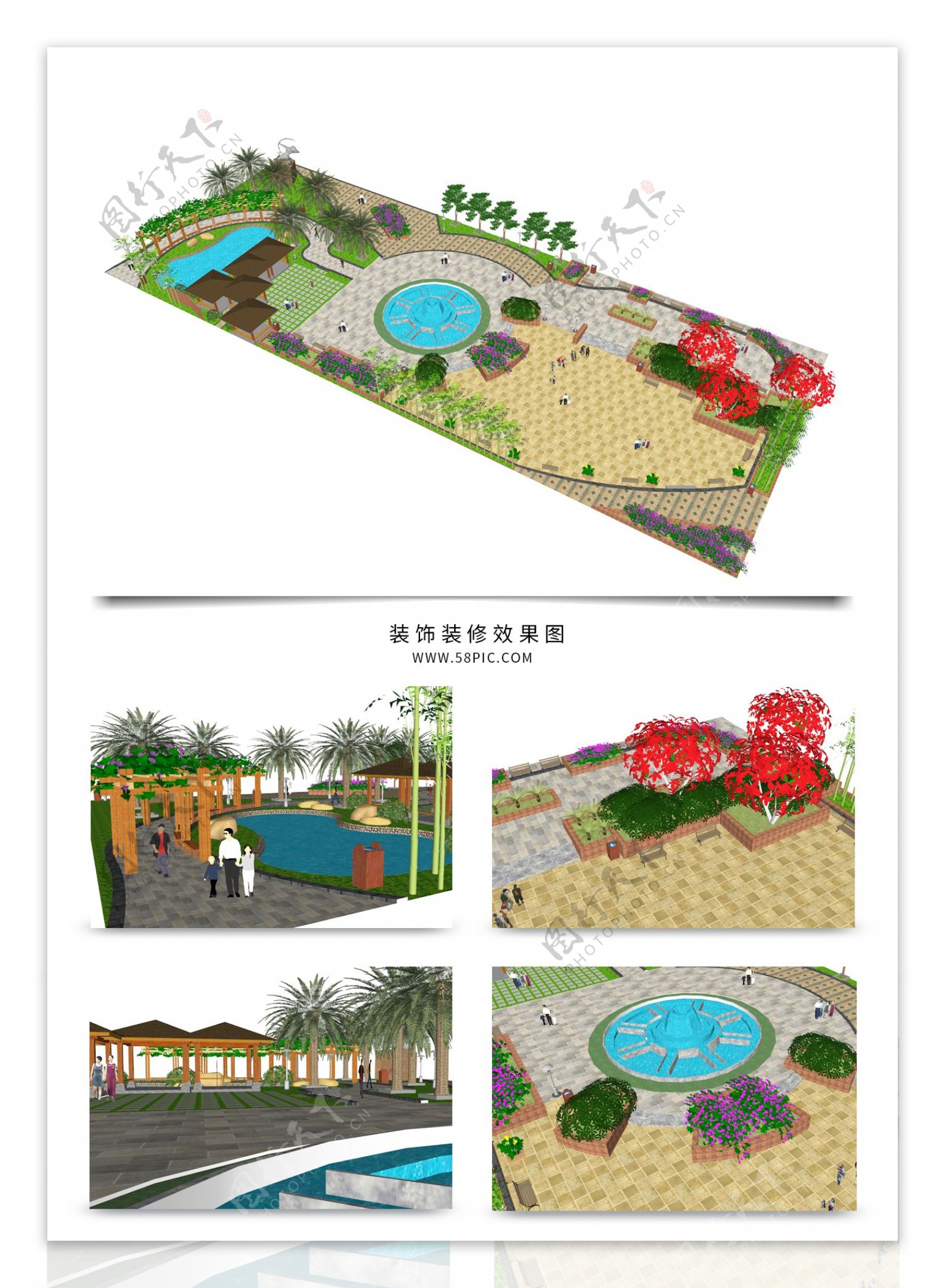 小区公园景观规划SU模型