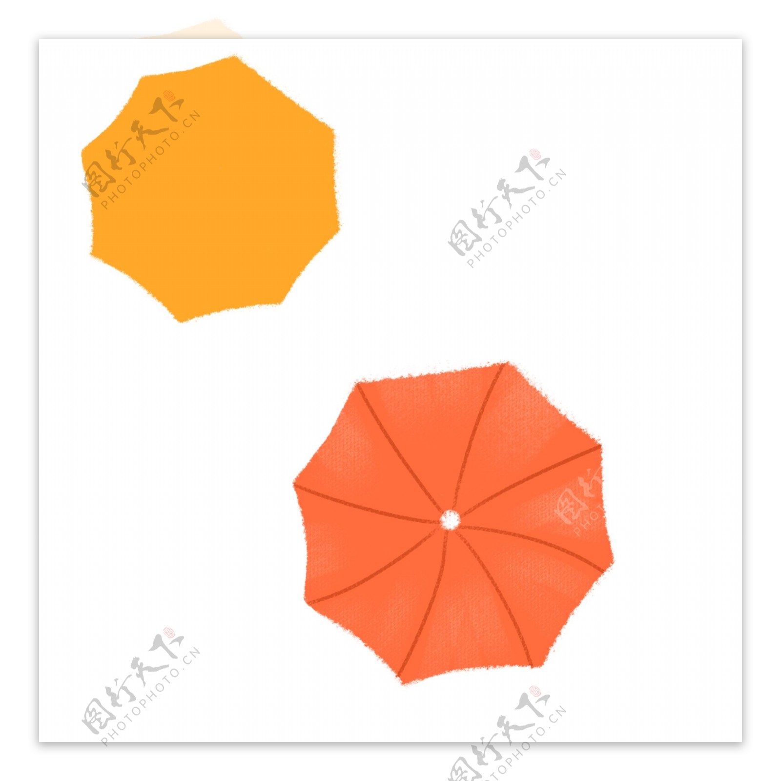 手绘橙色黄色雨伞设计元素
