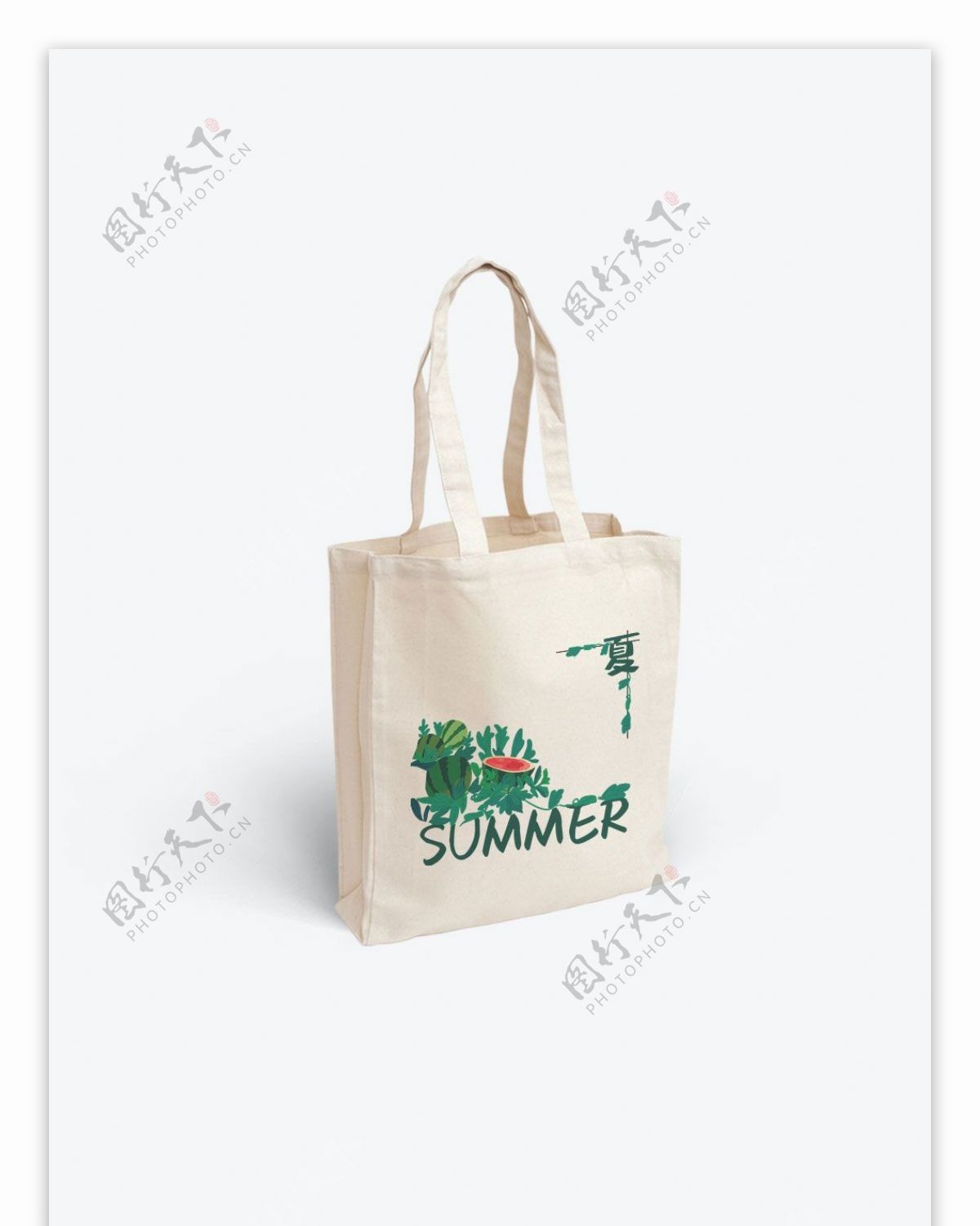 夏天西瓜植物绿色帆布袋包装设计