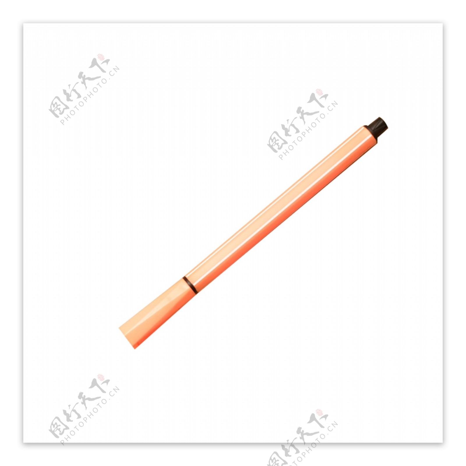 一支橙色条纹的中性笔免扣图