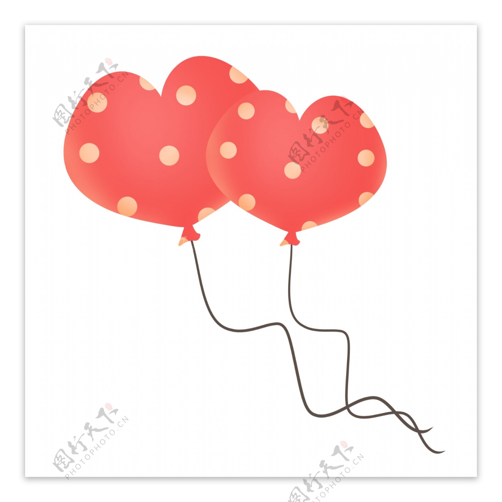 红色波点可爱爱心六一儿童节气球
