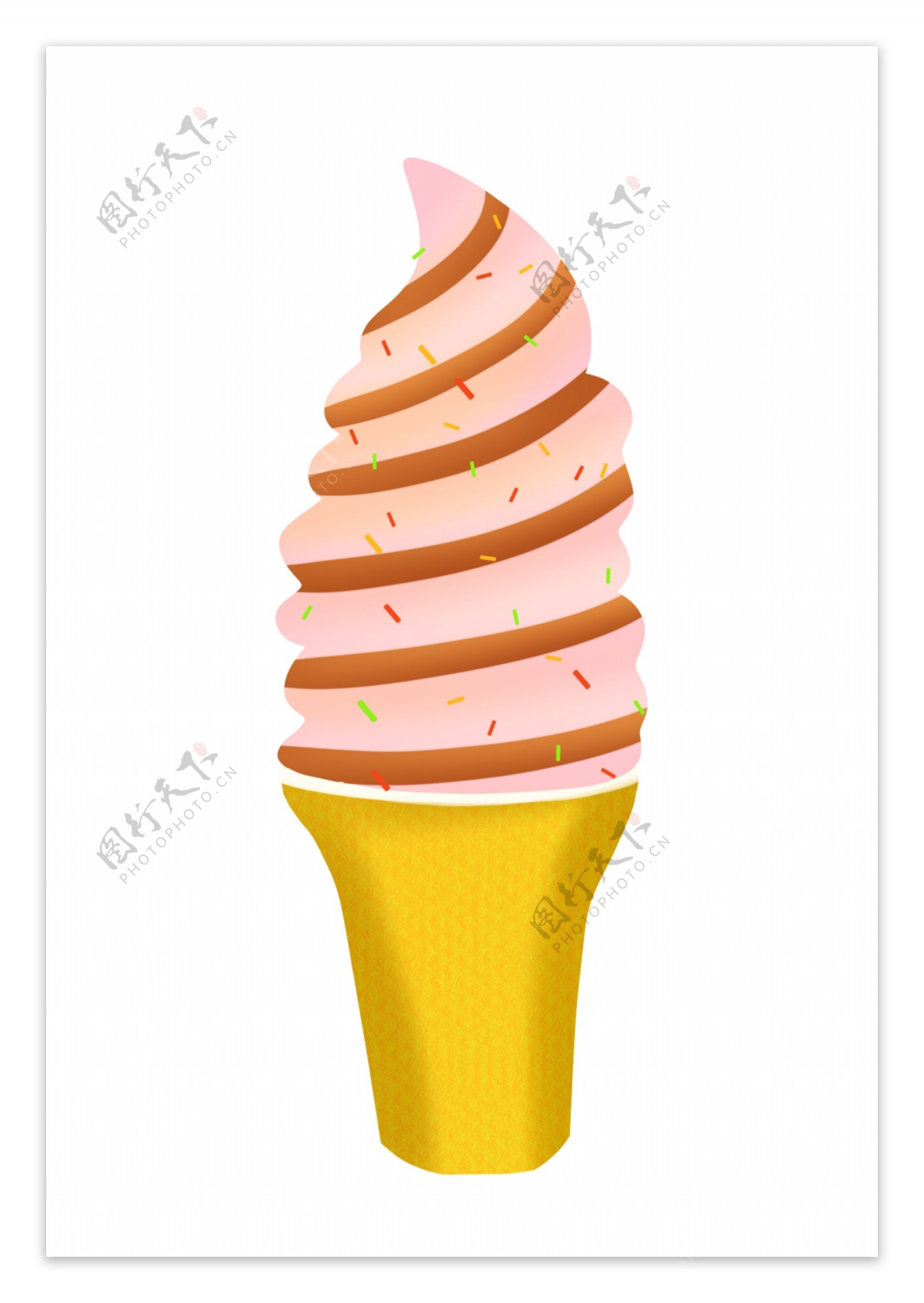 粉色水果冰淇淋