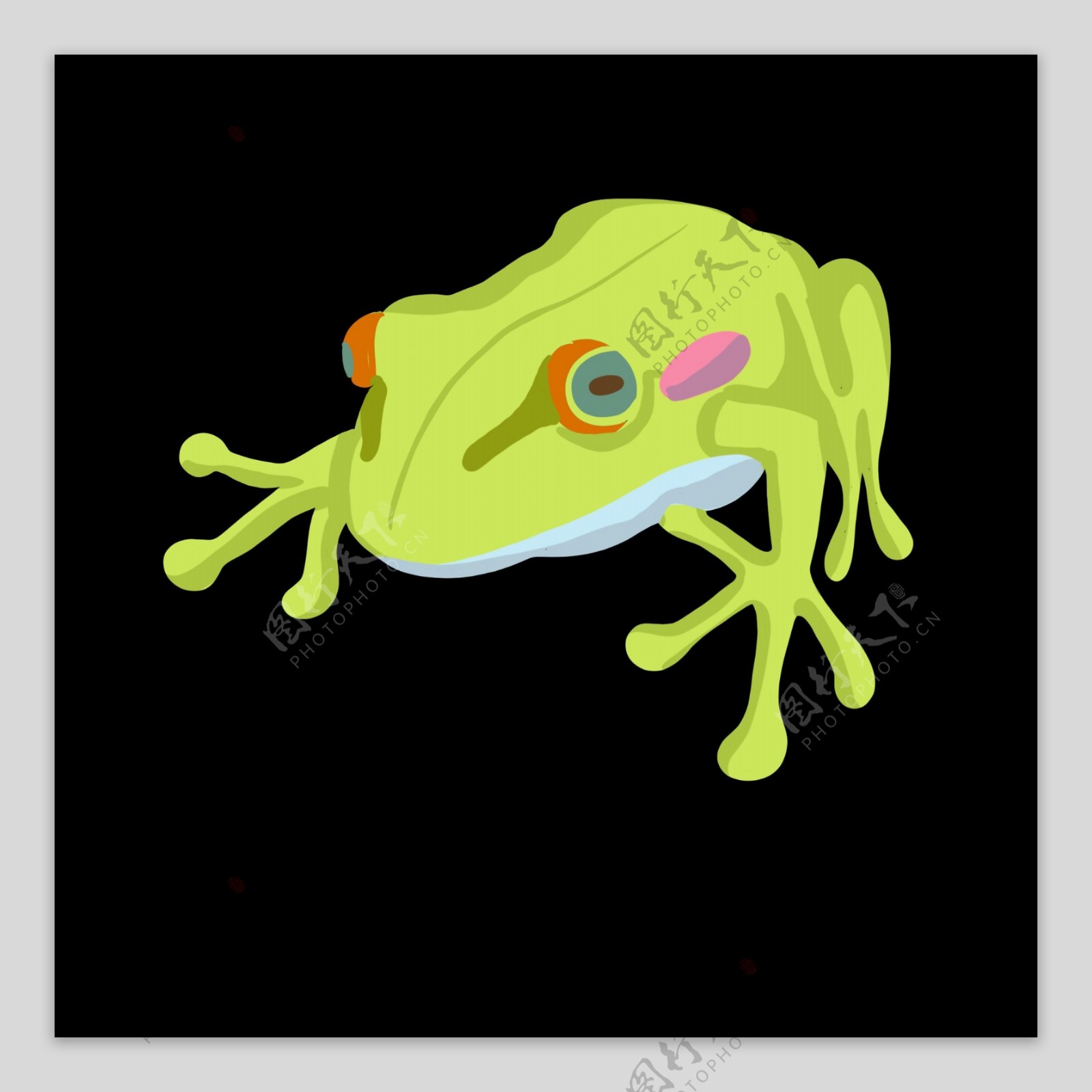 扶地的卡通青蛙