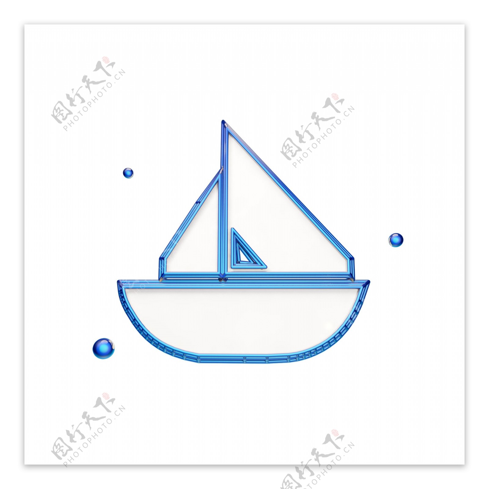 蓝色立体帆船