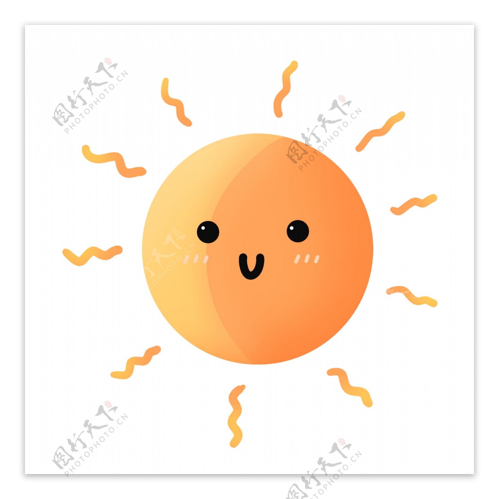 橙黄色手绘圆形可爱夏季炎热太阳
