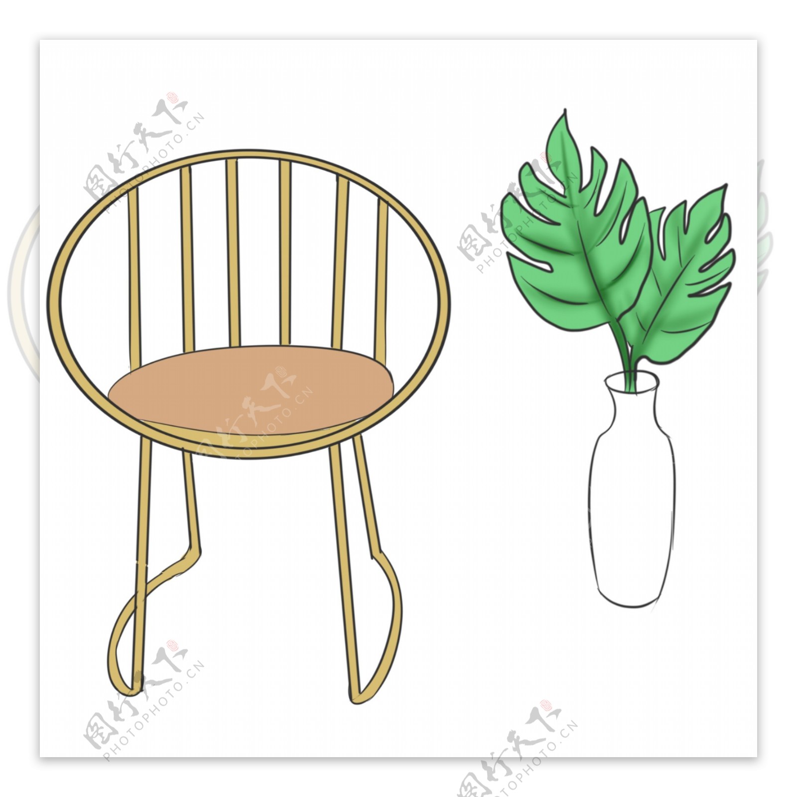 圆形木质椅子