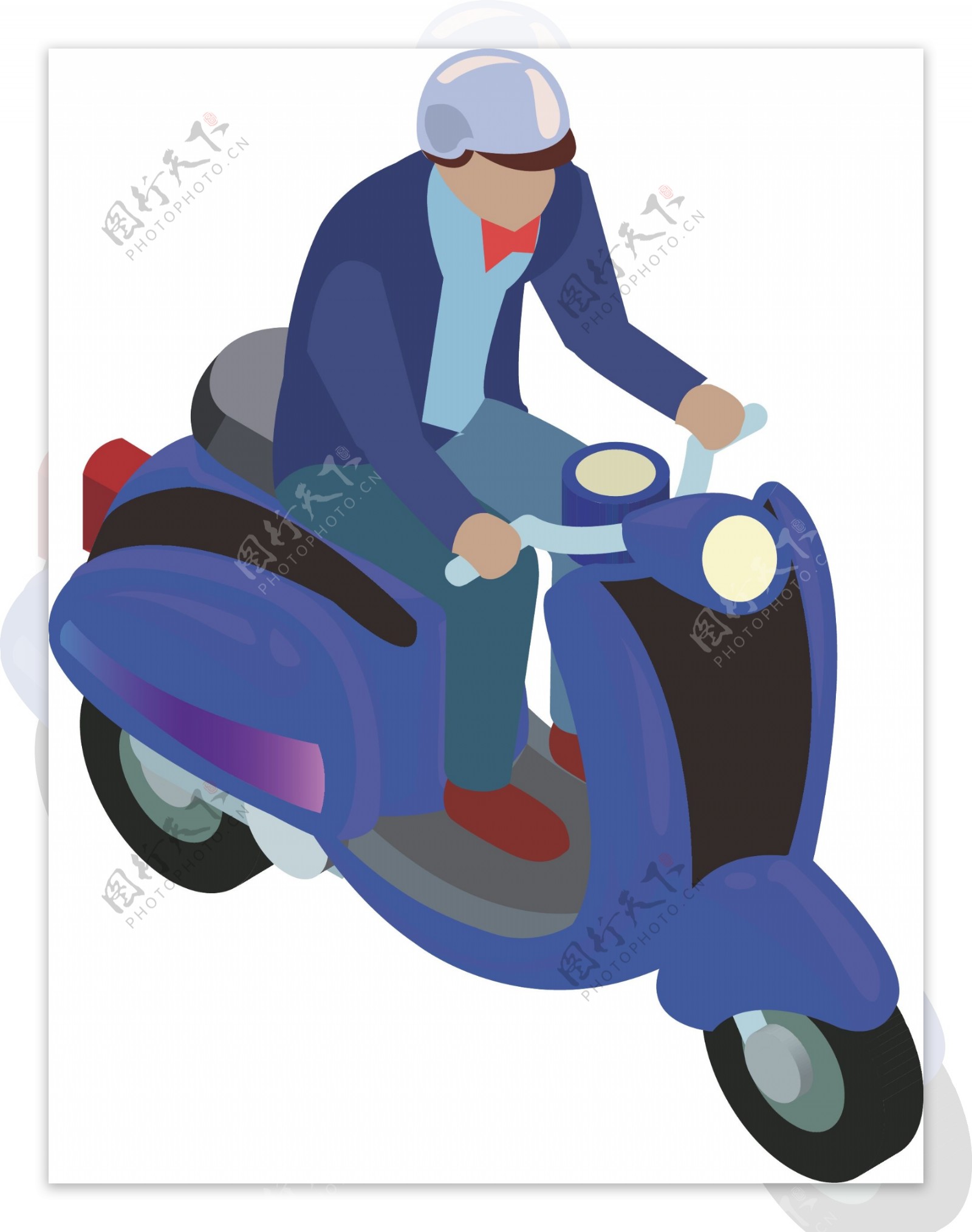 骑摩托车的男人卡通图案