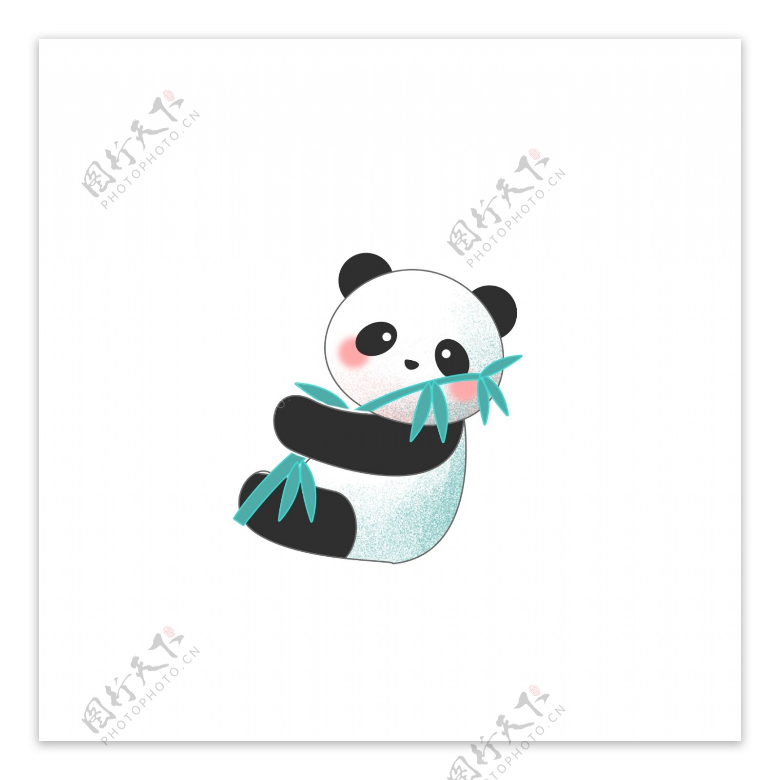 抱着竹子的熊猫图案元素
