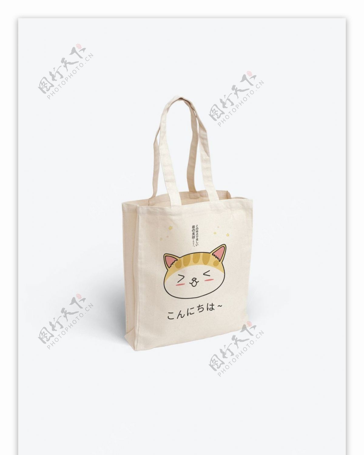 日系卡通猫咪简约帆布袋手提袋