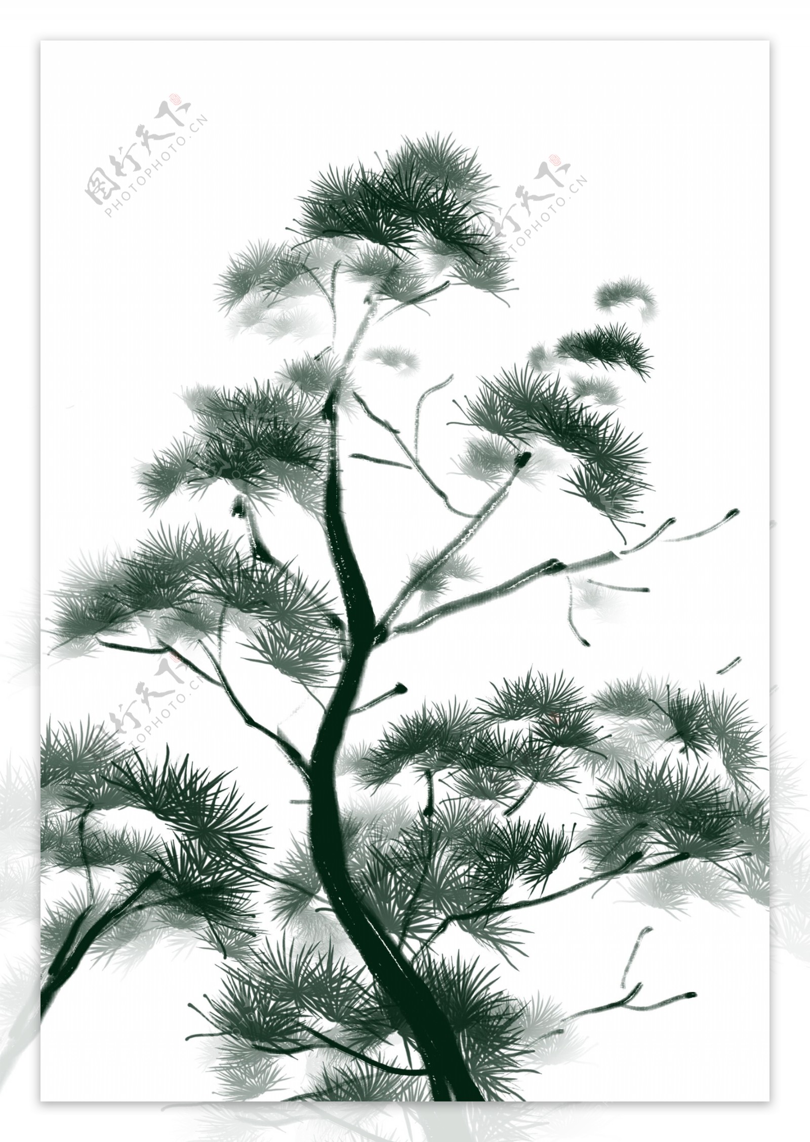水墨中国风松树