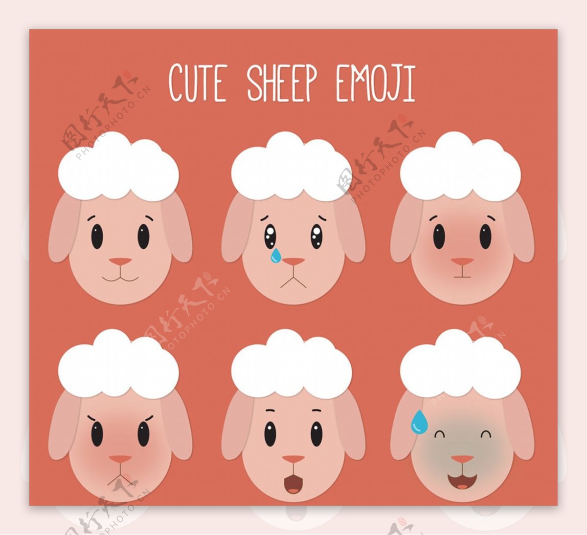6款可爱绵羊头像表情