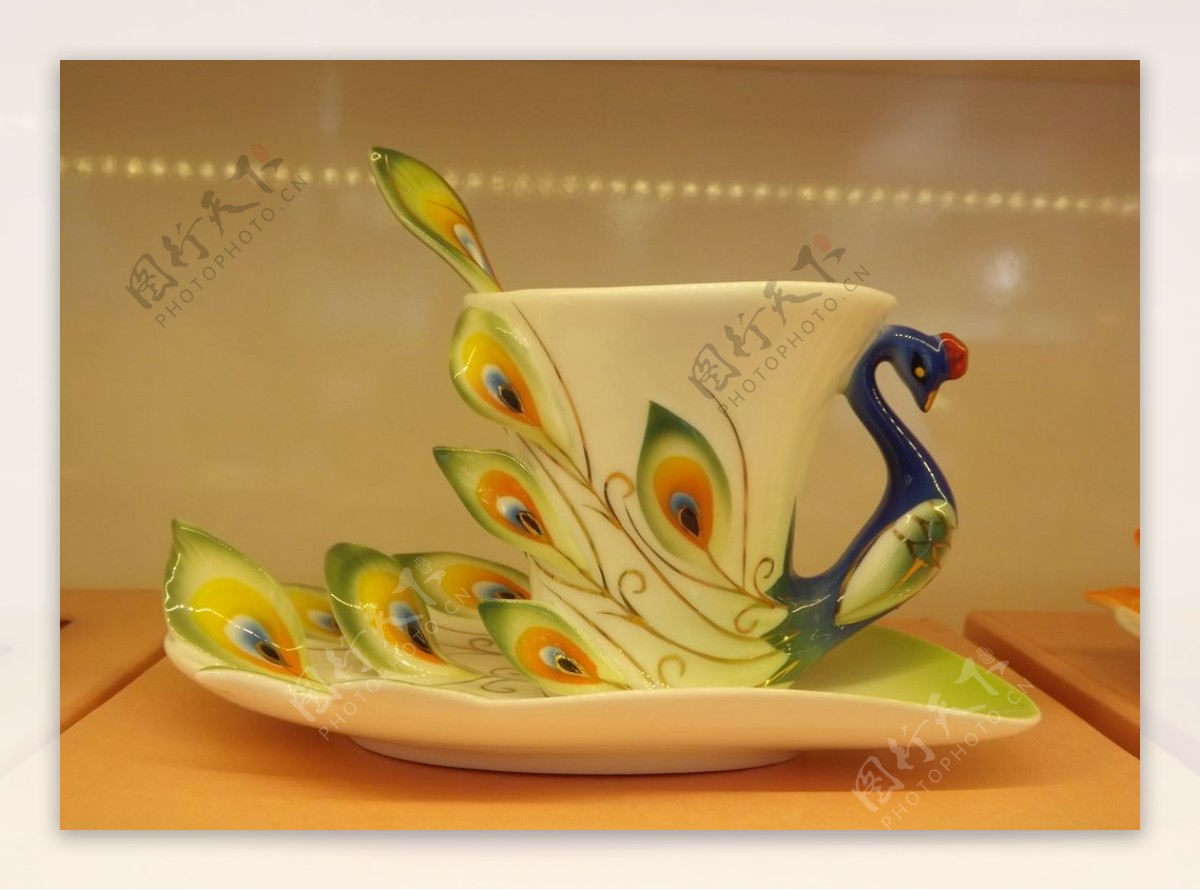 孔雀陶瓷杯