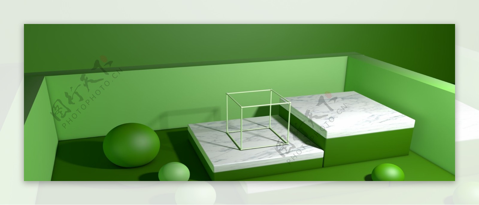绿色微立体燕窝立体展台背景素材