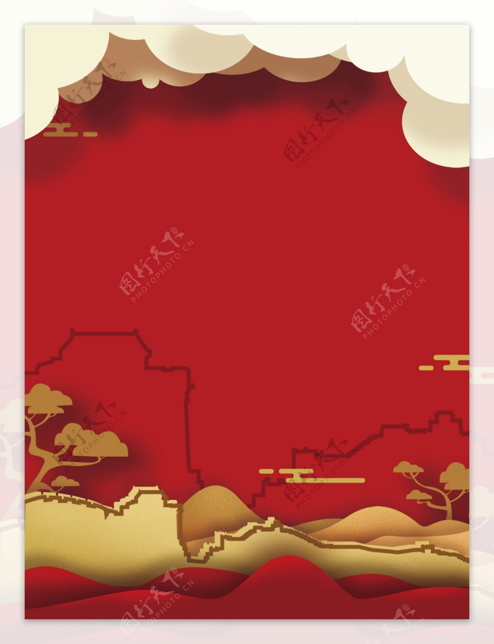 中国风喜迎国庆红色背景