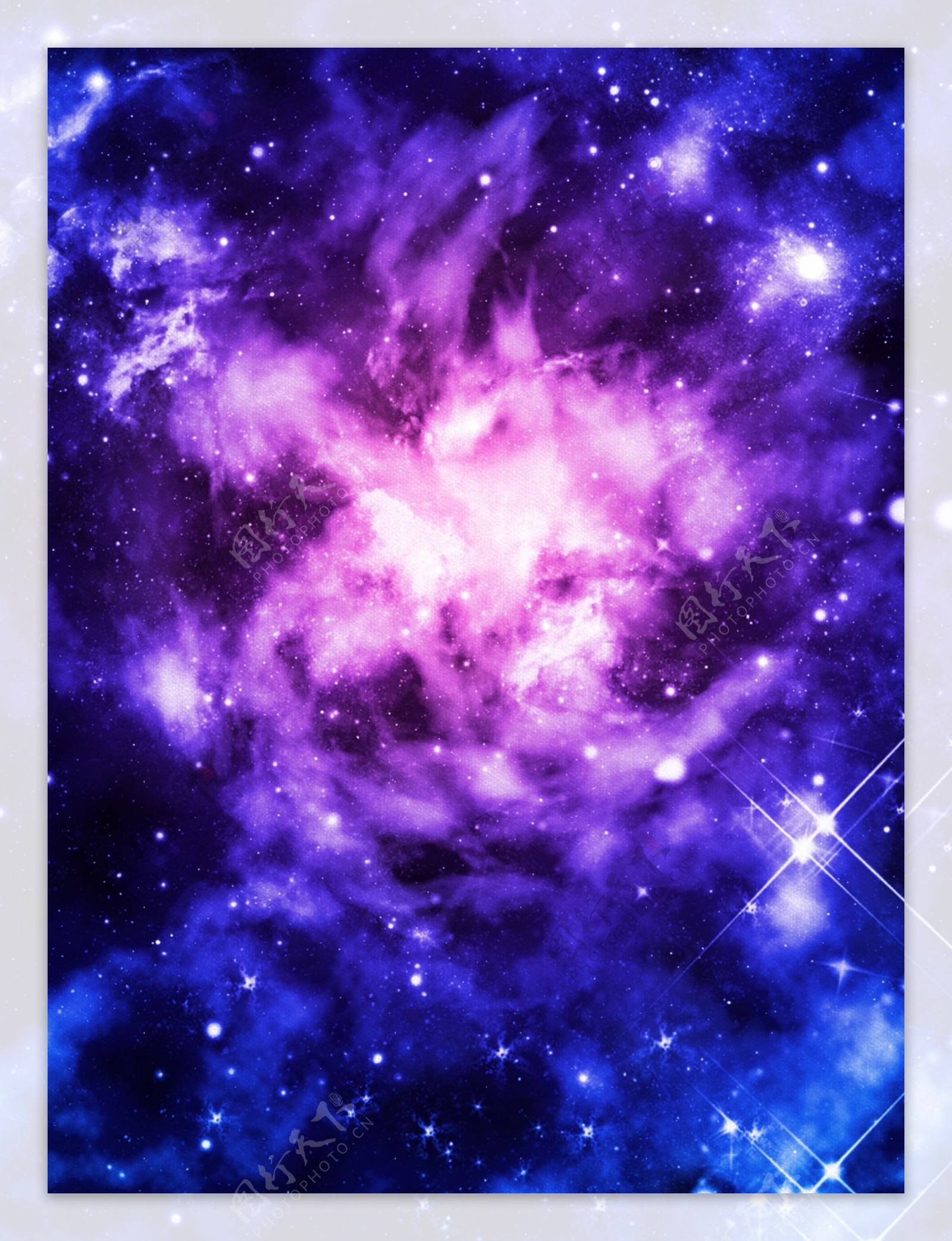 原创梦幻炫彩紫色蓝色星空宇宙背景