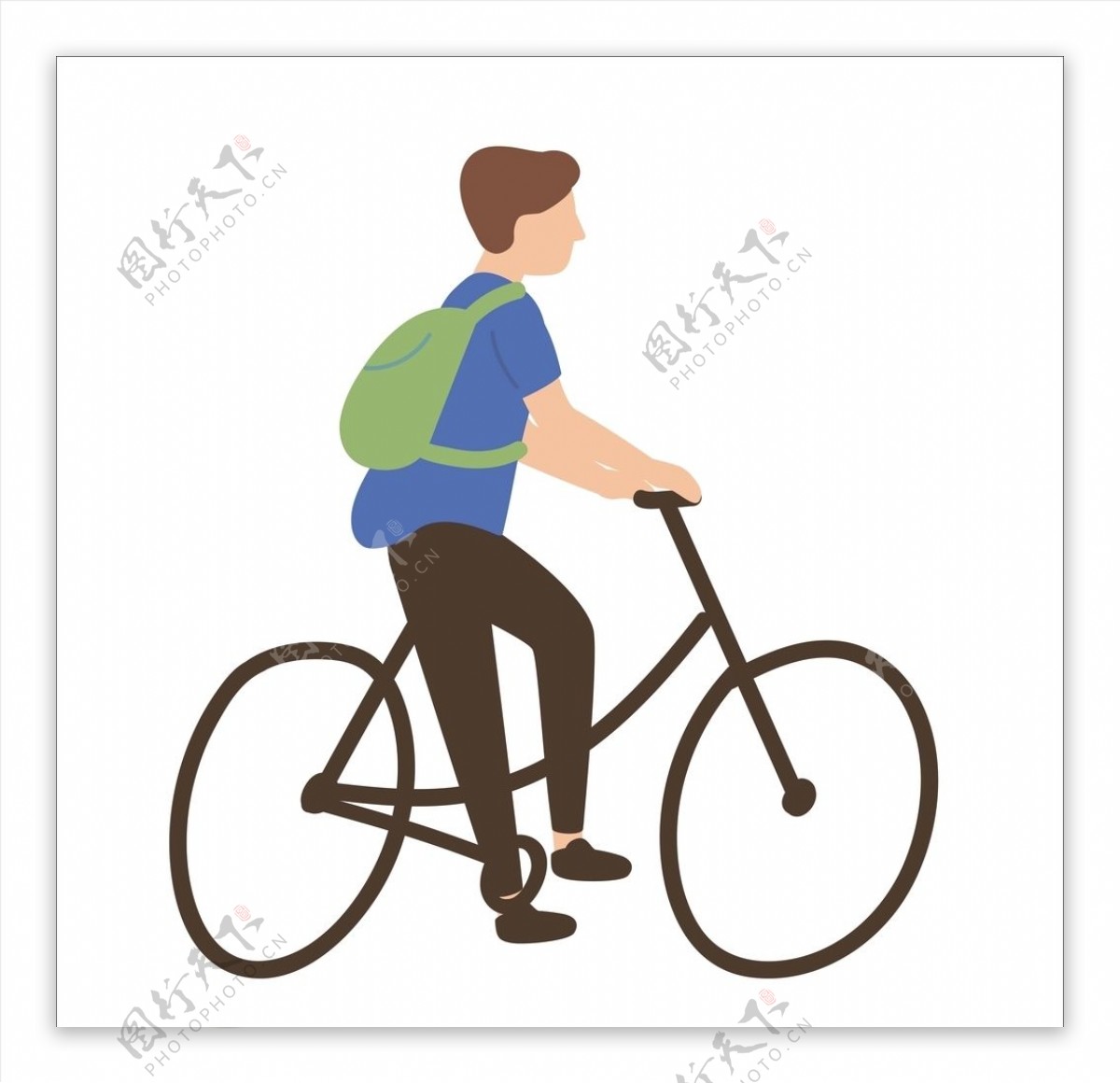 骑自行车的学生