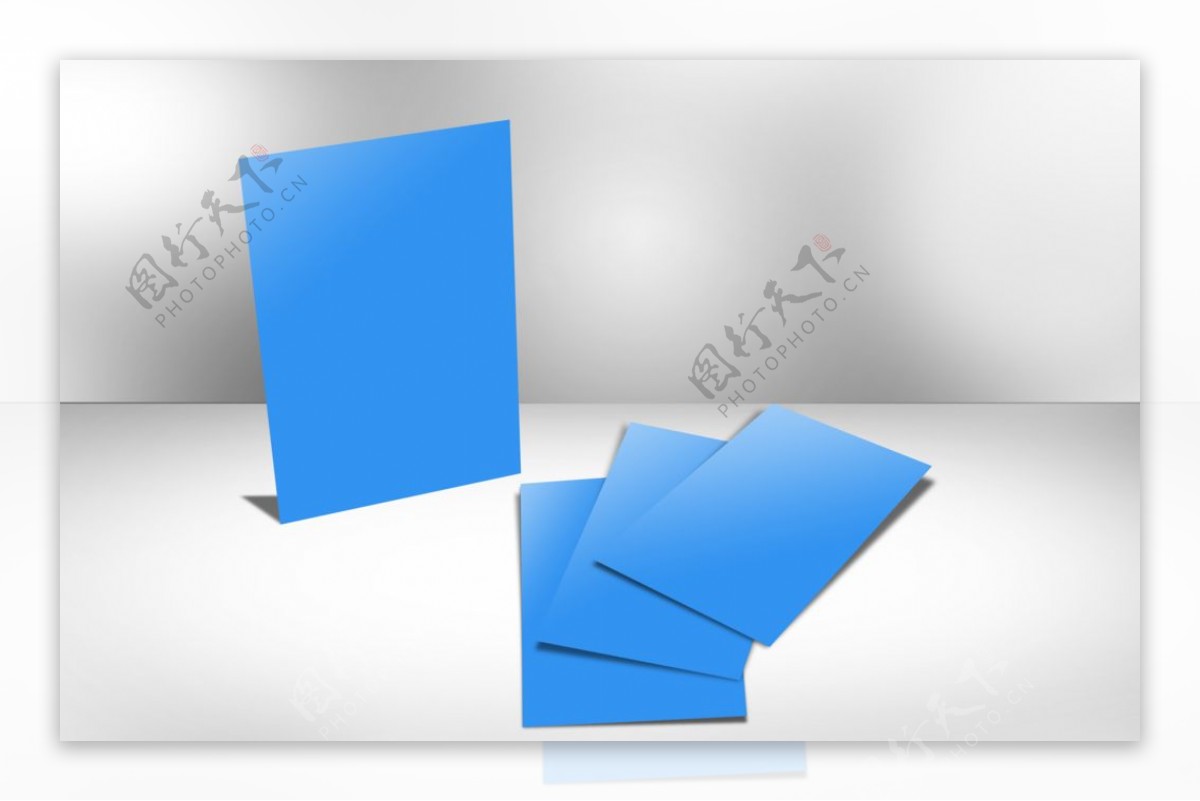 蓝色立体纸张样机模板