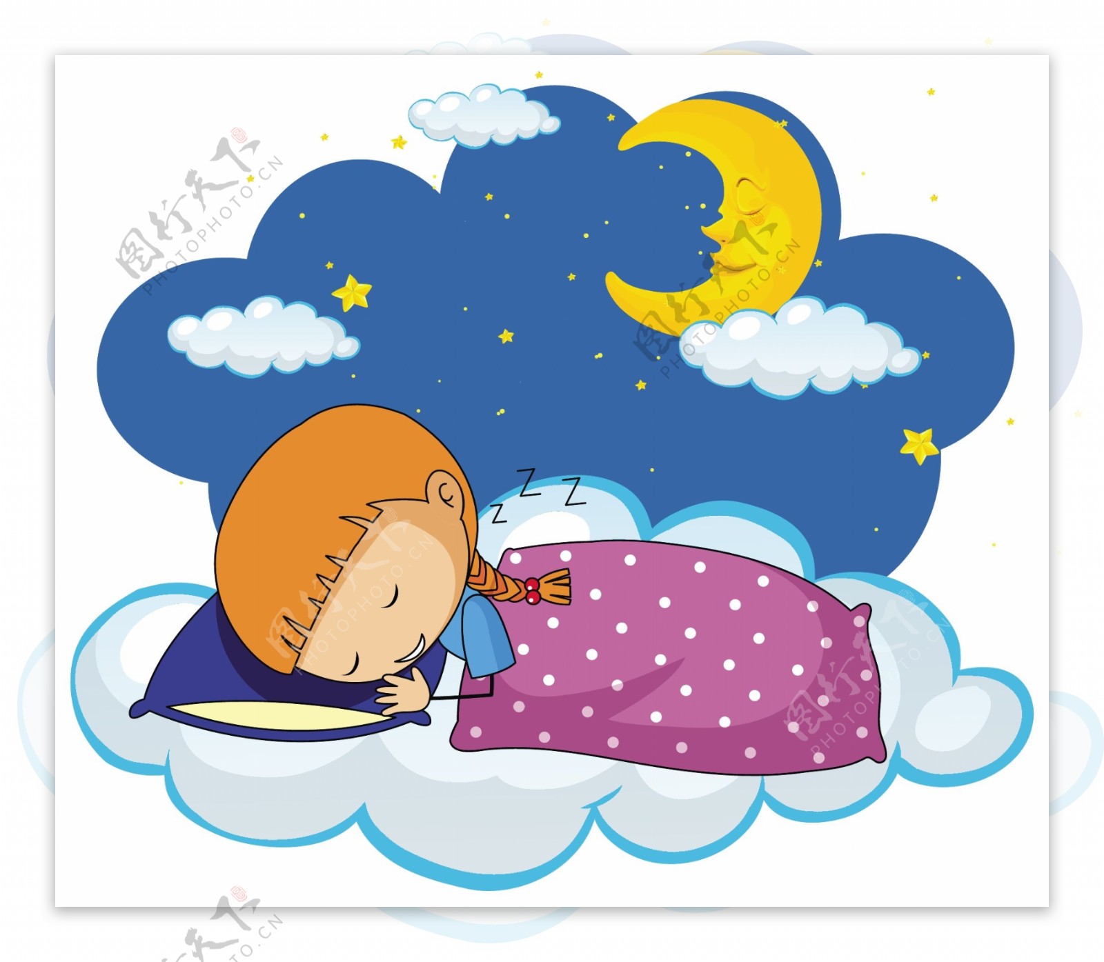 儿童睡觉的卡通插图插画图片素材_ID:420268611-Veer图库