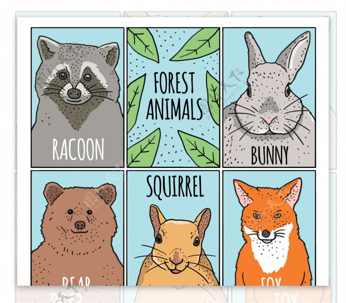 草图森林动物卡包