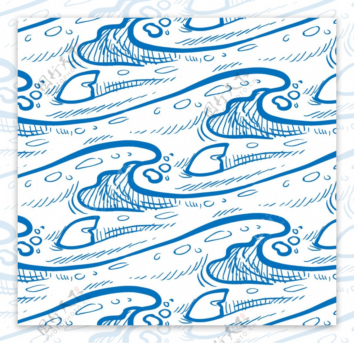 日式水波花纹图案
