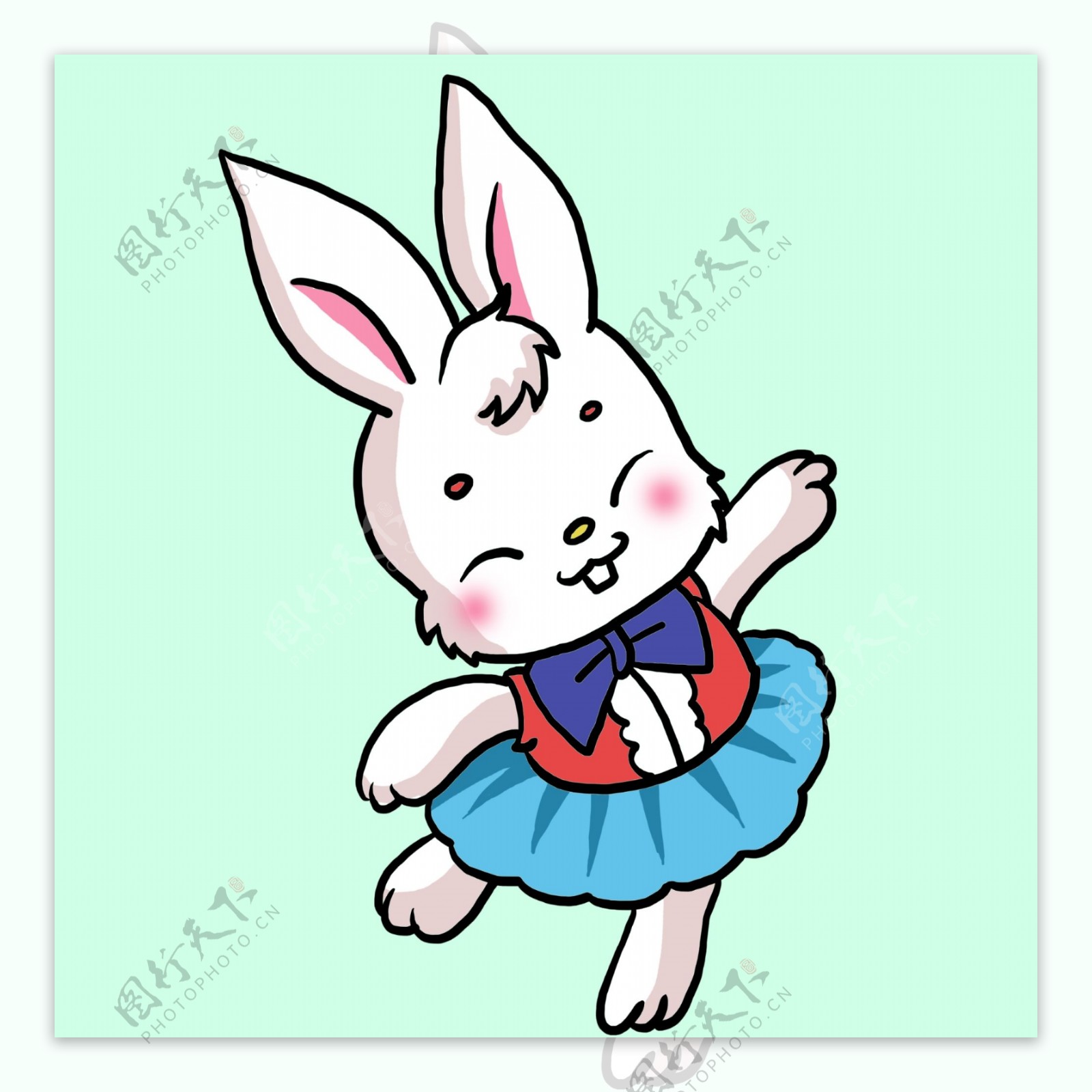 卡通手绘跳舞的小兔