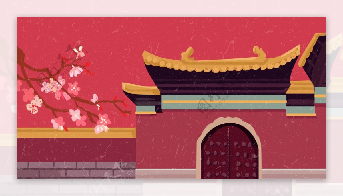 中国风建筑插画