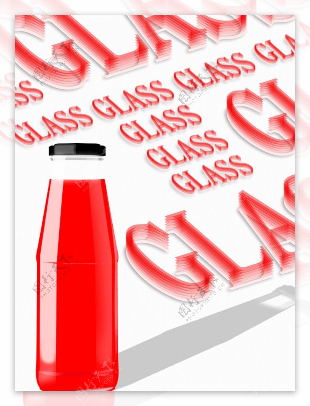 红色玻璃瓶插画图
