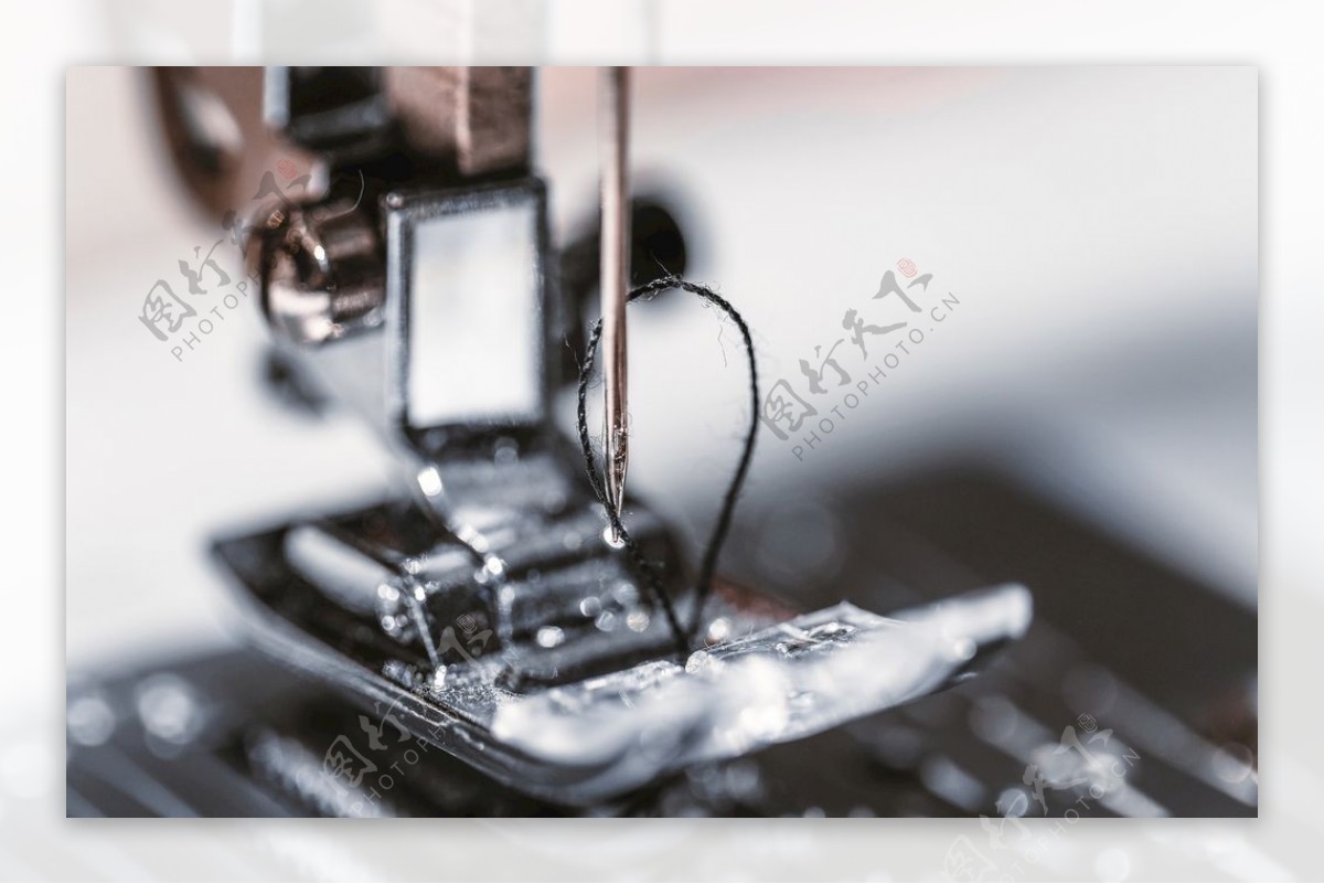图片素材缝纫机针线特写