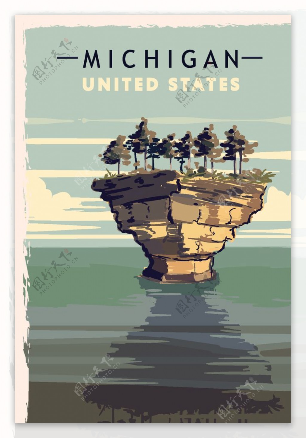 美国西部自然风景插画