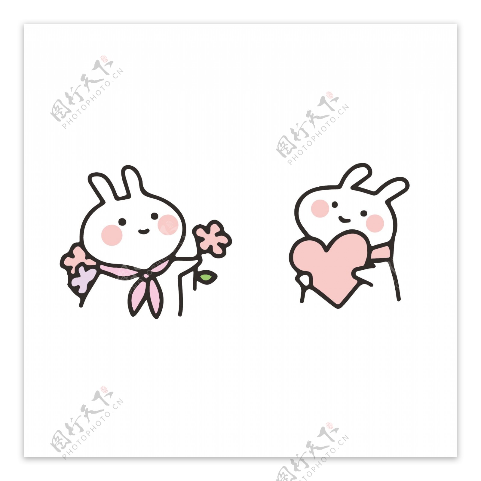 卡通手绘情侣兔子