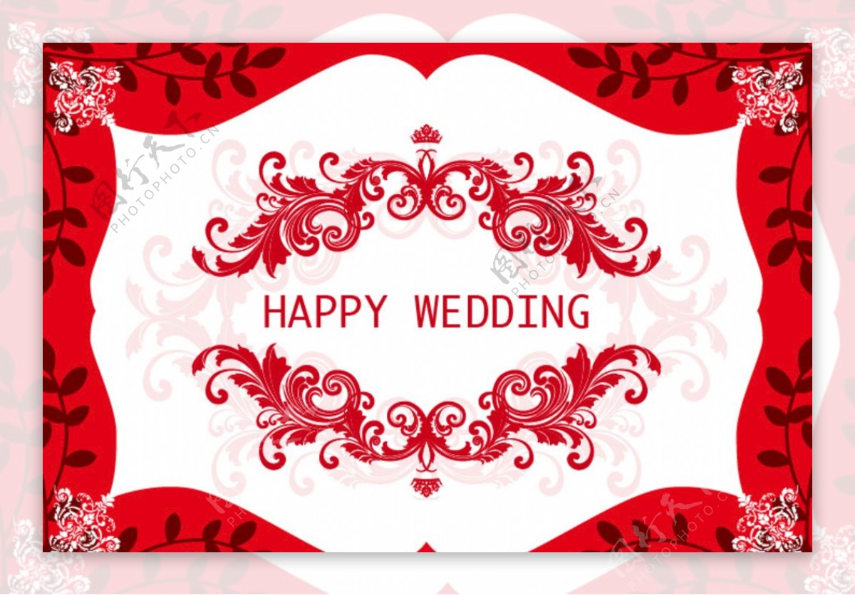 红色婚礼花纹贴纸