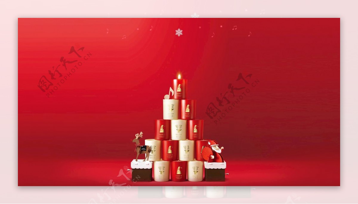 红色圣诞礼盒背景图