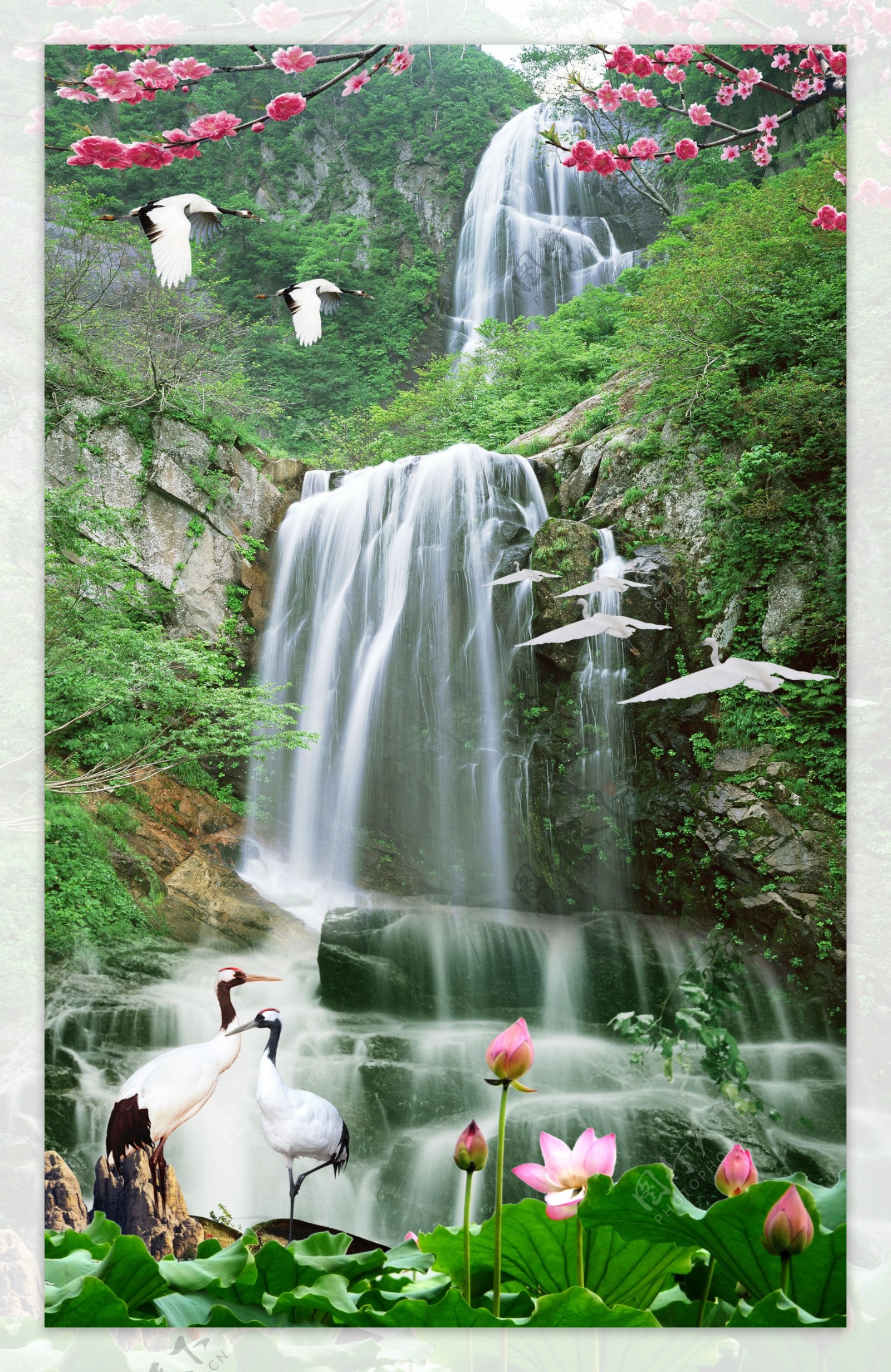 高山流水瀑布景色图片素材-编号24553486-图行天下