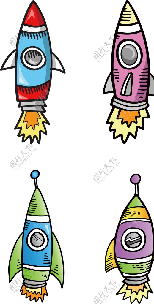 卡通儿童火箭彩绘太空宇宙飞船