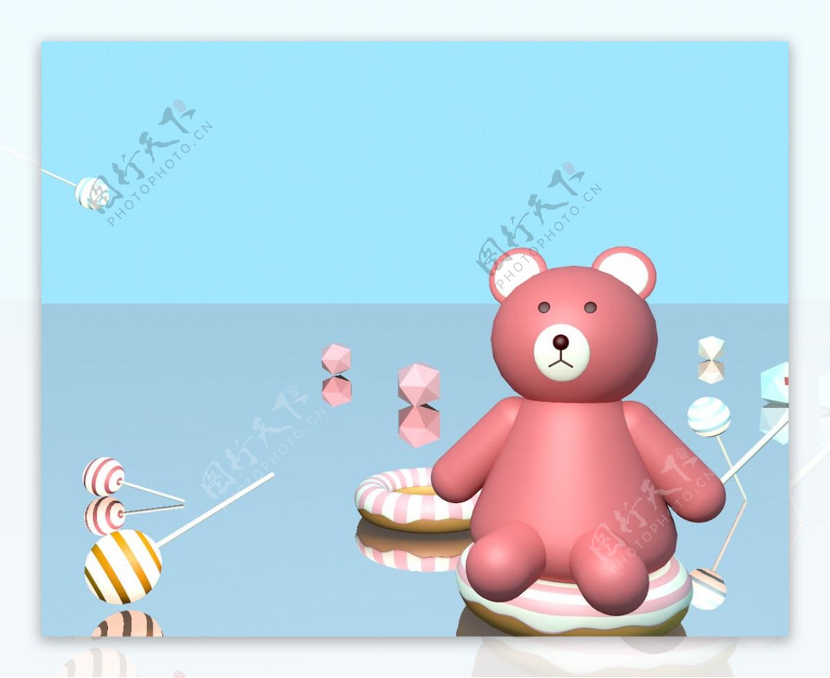 粉色可爱卡通小熊背景场景素材