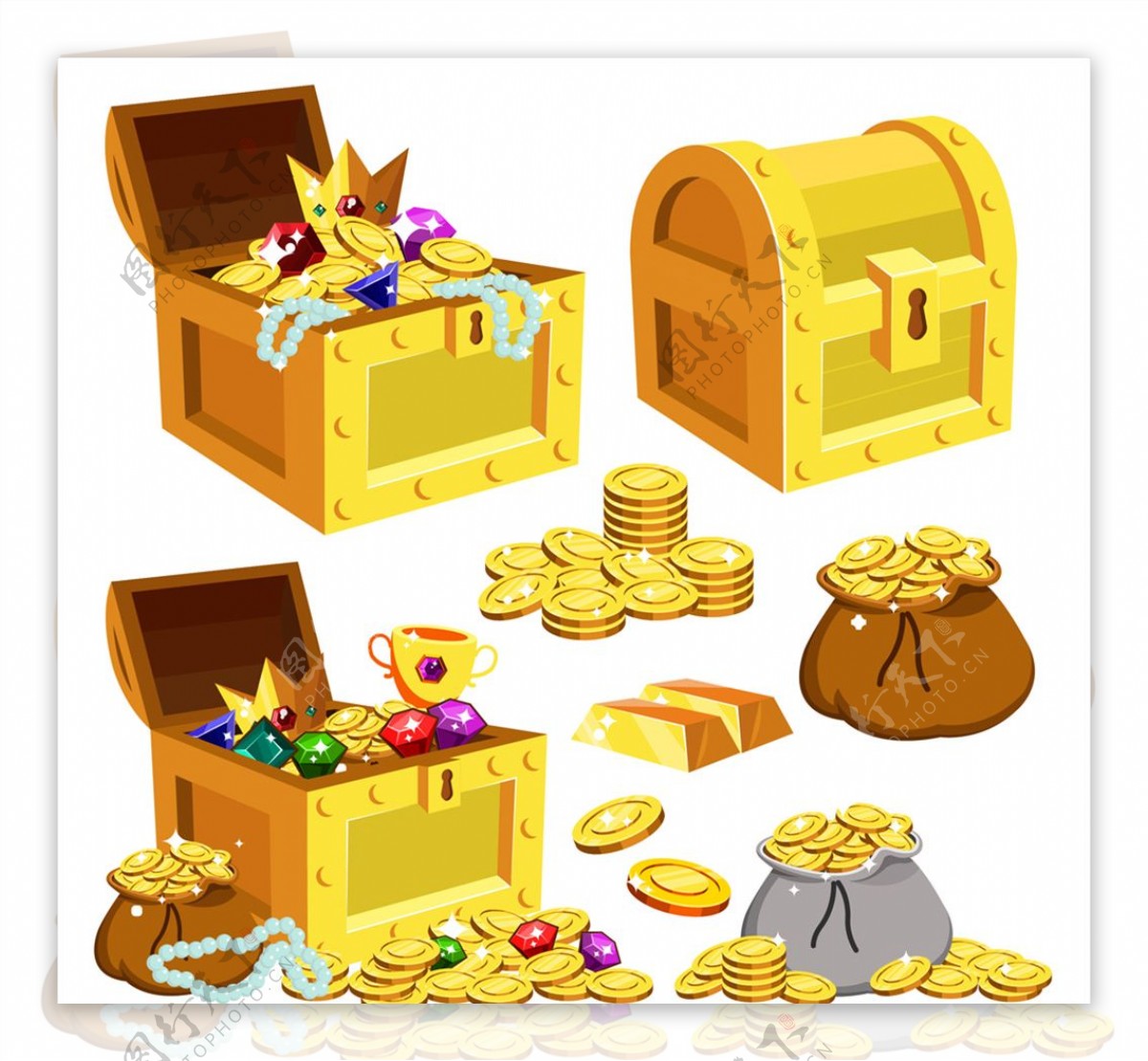 藏宝箱和金币袋子