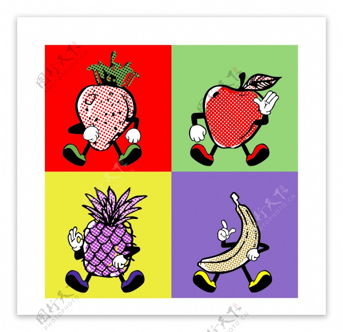 水果卡通人插画水果小人卡