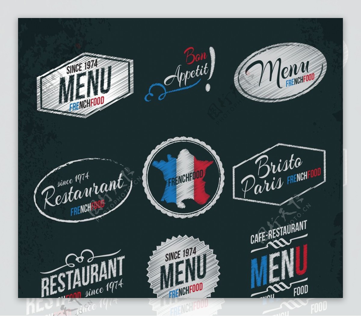 法国餐厅贴纸