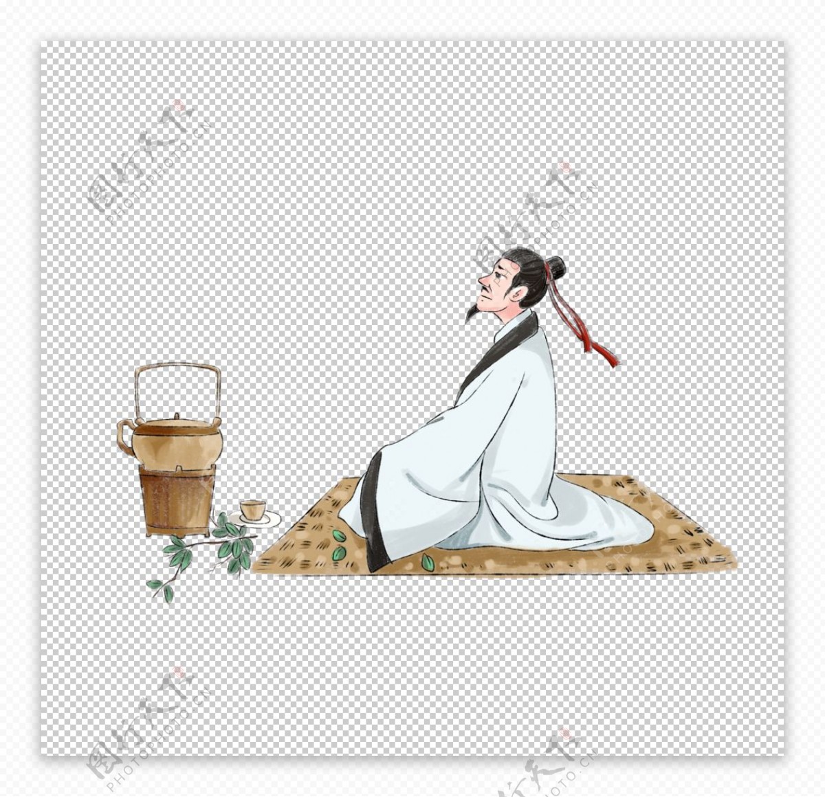 茶道传统人物国风合成海报素材