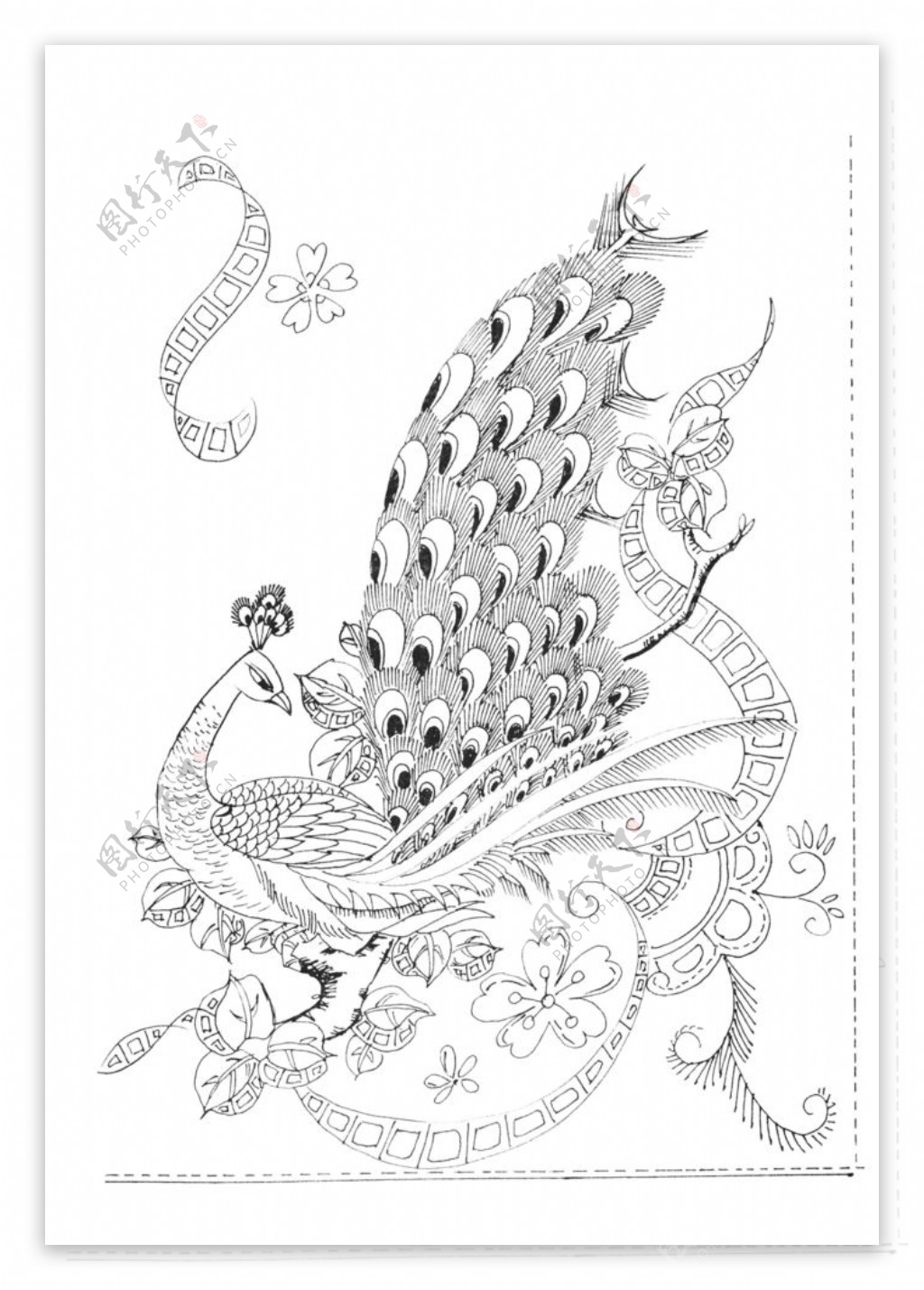 传统刺绣花纹线稿图片