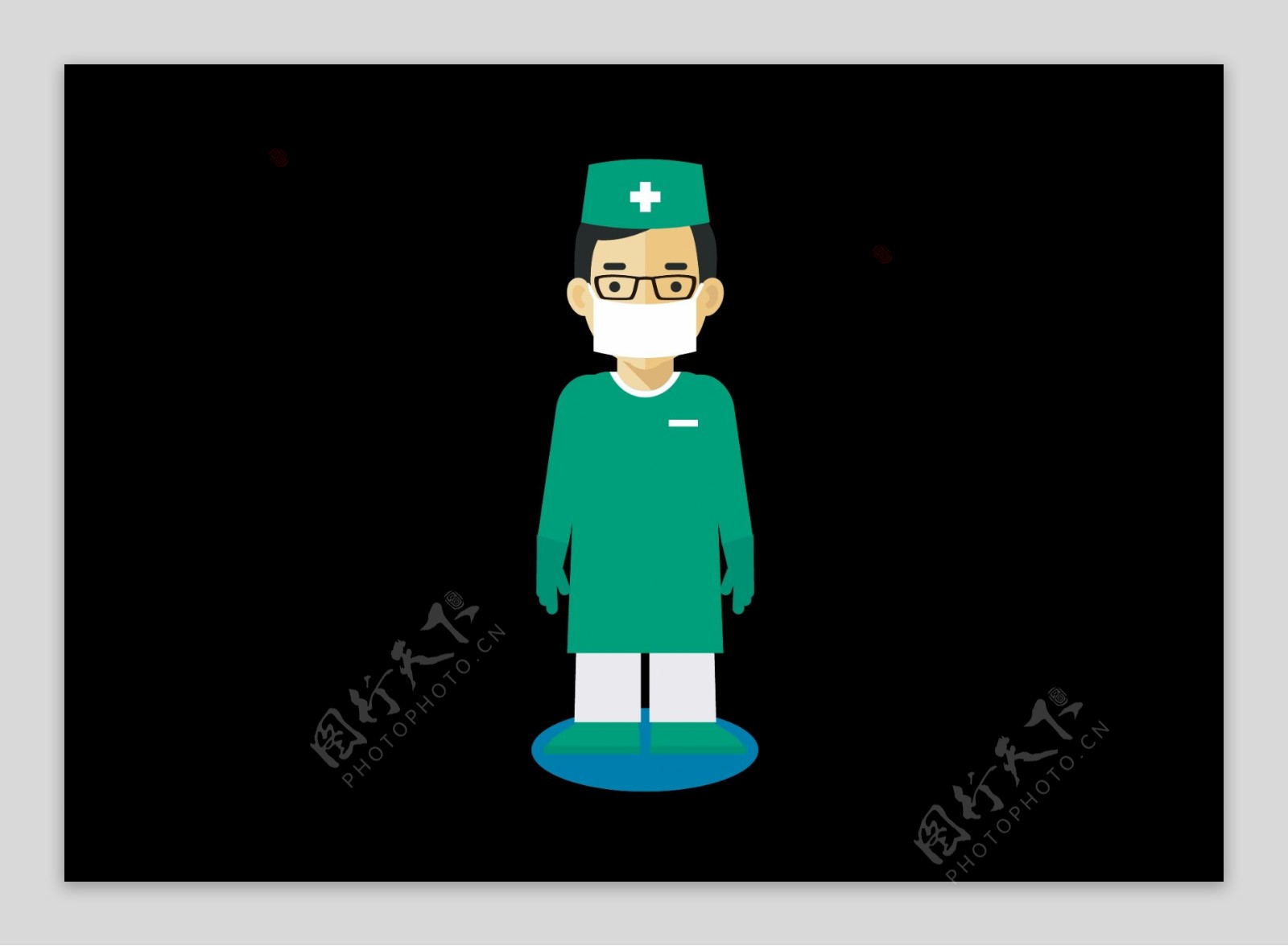 卡通医生眼镜护士男护工
